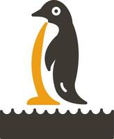 pinguino glifo Due colore icona vettore