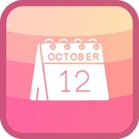 12 ° di ottobre glifo squre colorato icona vettore
