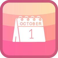 1 ° di ottobre glifo squre colorato icona vettore
