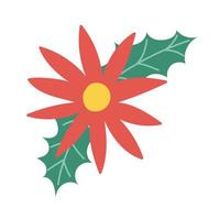 buon natale fiore poinsettia decorazione icona del fumetto vettore