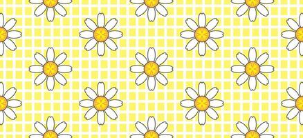 margherita fiore modello. bellissimo bianca fiore sfondo. floreale fiorire margherita. primavera bianca fiore design vettore. quello della margherita su un' giallo sfondo. vettore design per tessuto, avvolgere carta, Stampa carta.