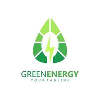 eco energia azienda vettore illustrazione. verde energia logo modello design. semplice logo di foglia e elettrico caricare icona.