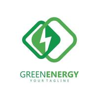 eco energia azienda vettore illustrazione. verde energia logo modello design. semplice logo di foglia e elettrico caricare icona.