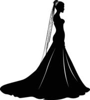 ai generato silhouette il sposa donna pieno corpo nero colore solo vettore