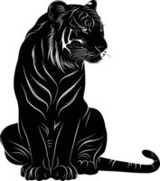 ai generato silhouette tigre nero colore solo pieno corpo vettore