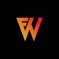 iniziale lettera fw o wf logo design modello vettore