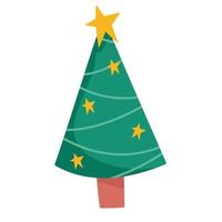 buon natale albero con stelle decorazione celebrazione icona design vettore