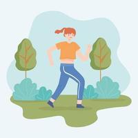 ragazza runner nel parco vettore