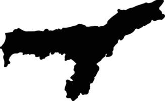 assam India silhouette carta geografica vettore