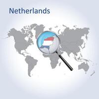 ingrandita carta geografica Olanda con il bandiera di Olanda allargamento di carta geografica, vettore file