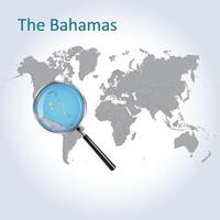 ingrandita carta geografica il Bahamas con il bandiera di il Bahamas allargamento di mappe, vettore arte