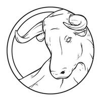 grande selvaggio animale bufalo, nero e bianca Immagine di un' bufalo testa, lineare disegno. icona, simbolo. vettore disegno.