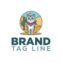 logo design concetto gatto nel deserto vettore illustrazione. gatto logo isolato su bianca sfondo.