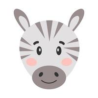 cartone animato zebra zebra testa. carino illustrazione di un' zebra viso. vettore illustrazione.