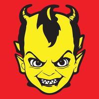 bambino diavolo cartone animato rosso vettore illustrazione logo
