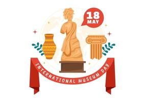 internazionale Museo giorno vettore illustrazione su Maggio 18 con edificio galleria o opere d'arte nel piatto cartone animato sfondo design