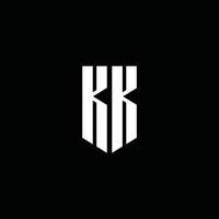 kk logo monogramma con stile emblema isolato su sfondo nero vettore