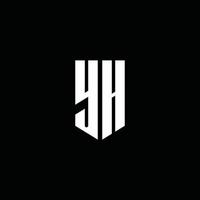 yh logo monogramma con stile emblema isolato su sfondo nero vettore