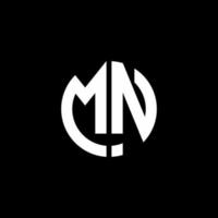 modello di progettazione di stile del nastro del cerchio del logo del monogramma mn vettore