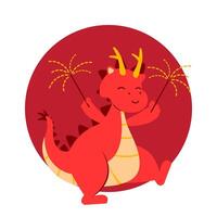 rosso Drago Cinese nuovo anno elemento vettore