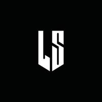 ls logo monogramma con stile emblema isolato su sfondo nero vettore