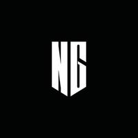 ng logo monogramma con stile emblema isolato su sfondo nero vettore