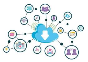 social media tecnologia di cloud computing connessioni di rete digitale vettore