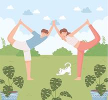 persone che praticano yoga vettore