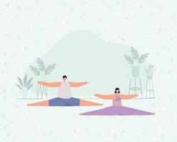coppia che pratica yoga vettore