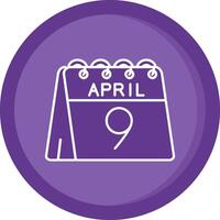 9 ° di aprile solido viola cerchio icona vettore