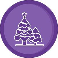 Natale albero solido viola cerchio icona vettore