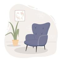 sedia blu con pianta vettore