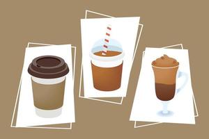 tre icone di bevande al caffè vettore