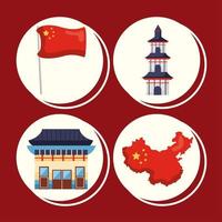 quattro icone della repubblica cinese vettore