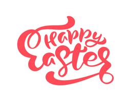 Red Happy Easter Hand drawn calligrafia vettore