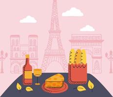 scena del giorno del picnic di parigi vettore