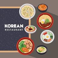 menu di cibo coreano vettore
