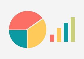 grafico a torta e statistiche con un design semplice e colori accattivanti, con un tema aziendale vettore