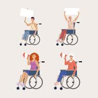 disabilità quattro persone vettore