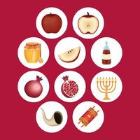 dieci icone di rosh hashanah vettore