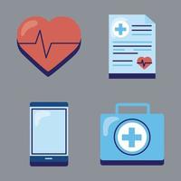 quattro icone di app per la salute vettore