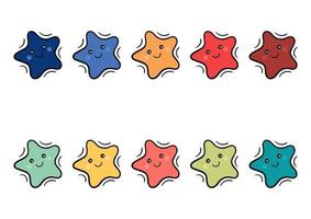 illustrazione di stelle colorate con facce carine e adorabili vettore