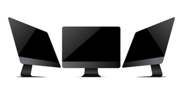 design realistico del monitor moderno. illustrazione vettoriale. mock up isolato su sfondo bianco vettore