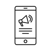 icone di linea di seo di marketing mobile vettore