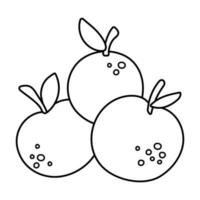 vettore pile di mele in bianco e nero con foglie. icona della linea di frutta autunnale. illustrazione di contorno divertente isolato su priorità bassa bianca. giardino o fattoria raccolto clipart o pagina da colorare