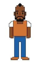 avatar afro barbuto pixelato vettore