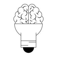 lampadina e cervello in bianco e nero vettore