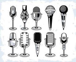dieci microfoni per karaoke vettore
