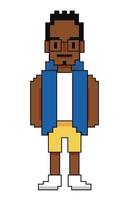 avatar geniale afro pixelato vettore