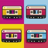 quattro cassette pop art retrò vettore